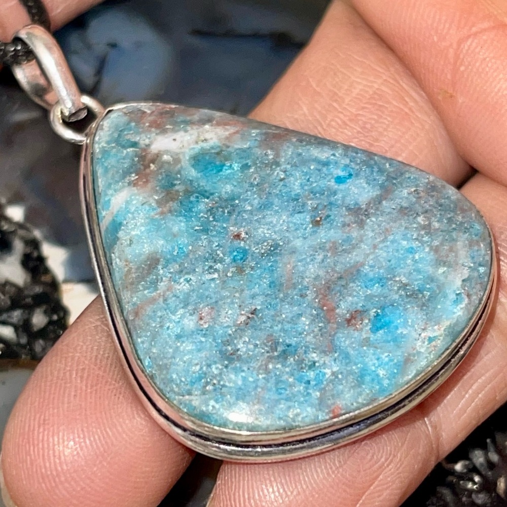 Blue & Brown Apatite Pendant 2”